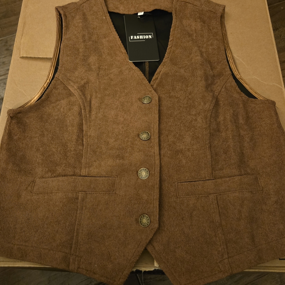 Brown Vest with Button Closure Medium